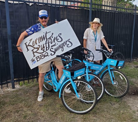 Blue Bikes at Jazz Fest 