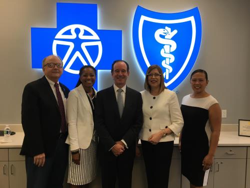 Orleans Tower – Chamber (pictured L-R): Ben Johnson, New Orleans Chamber of Commerce; Kelisha Garrett, New Orleans Regional Black Chamber of Commerce; Dr. I. Steven Udvarhelyi, President & CEO, Blue Cross and Blue Shield of Louisiana; Mayra Pineda, Hispanic Chamber of Commerce of Louisiana; and Christine Changho Bruneau, Asian Chamber of Commerce of Louisiana.